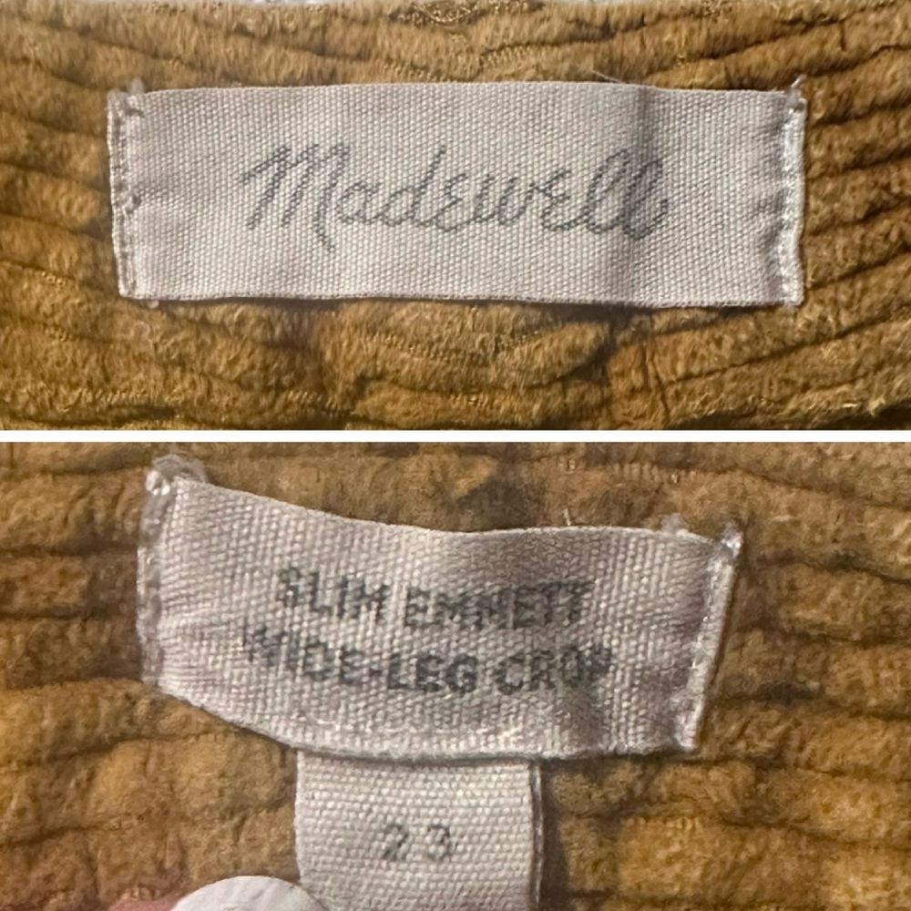 MADEWELL Slim Emmett Wide-Leg Crop Pant Corduroy Academia Old Money Preppy Wm 23 - Picture 11 of 16
